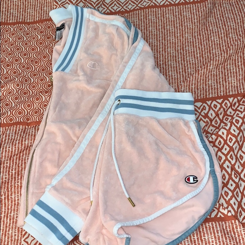 Light Pink Champion Terry Short Set(Size: Medium)